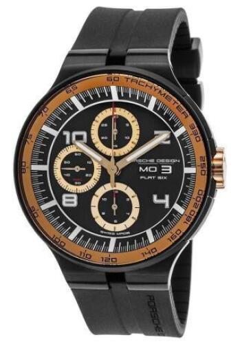 Porsche Design Men's Flat 6 Auto Chrono Black Rubber &amp; Dial Rose-Tone Accent - PORSCHED-6360-46-44-1254 - New, With Box, Manual Included<br />
