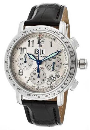 Maurice Lacroix Men's Masterpiece Flyback Auto Chrono Black Crocodile 925 Silver Dial - MLACROIX-MP6178-SS001-12E - New, With Box, Manual Included<br />