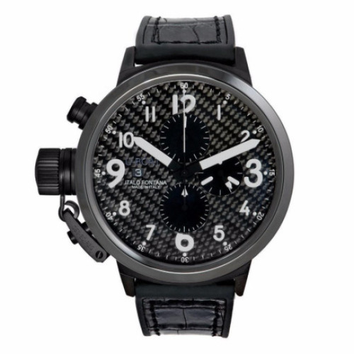 U-Boat Men's Flightdeck Auto Chron Black Alligator &amp; Rubber Silver-Tone Hand - UBOAT-7118 - New, With Box, Manual Included<br />