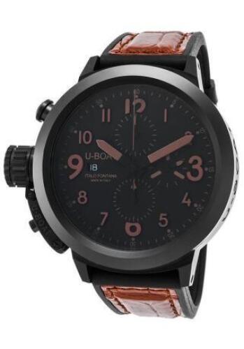 U-Boat Men's Flightdeck Auto Chrono Brown Alligator &amp; Black Rubber Black Dial - UBOAT-7094 - New, With Box, Manual Included<br />