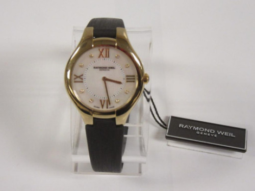RAYMOND WEIL WOMEN'S WATCH, FRONT SAPPHIRE CRYSTAL, 50M WATER RESISTANT, BROWN RUBBER STRAP, MODEL: 5136-P2-00995 - Store Display, With Box, Manual Included<br />